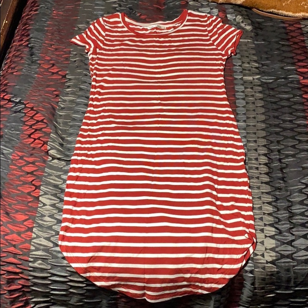 Burgundy with white stripes dress